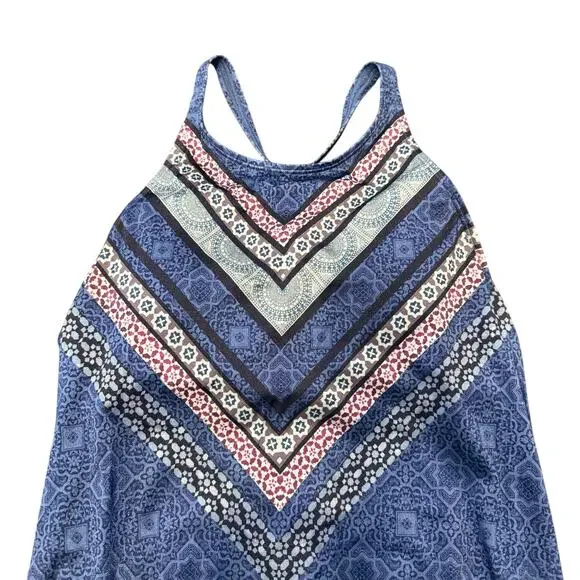 Athleta Women's blue purple boho print blouson dress, built in bra, strappy, S - Picture 6 of 8